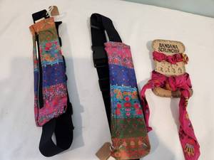 lot 61 image: Colorful Fabric Pouches & Bandana Set