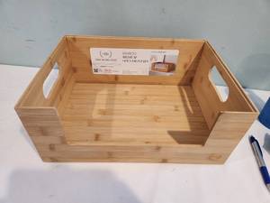 lot 78 image: The Home Edit Bamboo Open Bin