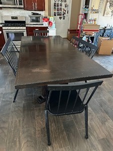 lot 19 image: Rustic Dining Table with 4 Chairs and Bench