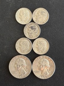 Silver Washington Quarters and Roosevelt Dimes