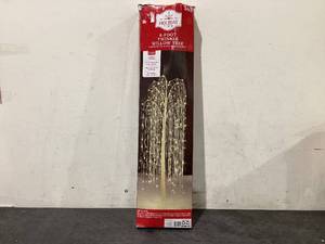 lot 629 image: 6ft Twinkling Willow Tree with Pre-Lit 360 LED White Lights, by Holiday Time