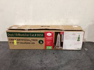 lot 636 image: 7ft Pre-Lit Flocked Colorado Artificial Christmas Tree with 190 Warm White LED Lights, by Holiday Time