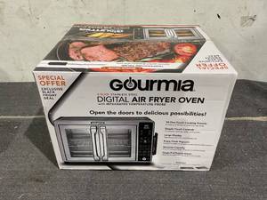 lot 102 image: Gourmia 6-Slice Digital Toaster Oven Air Fryer, with 18 One-Touch Presets & Temp Probe, Stainless Steel
