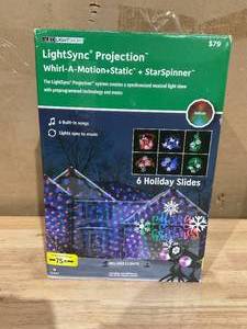 lot 359 image: Christmas Lightshow Projection LightSync with Sound Star Spinner (RGB) Whirl-a-Motion Static Merry Christmas