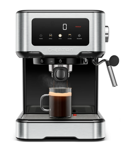 lot 118 image: Chefman CraftBrew 15-Bar Espresso Machine w Steam Wand and Touch Controls  Stainless Steel