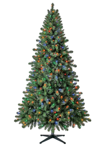 lot 625 image: 7ft Pre-Lit Duncan Fir Quick Set Artificial Christmas Tree with 350 Color-Changing LED Lights and Stand, by Holiday Time
