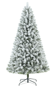 lot 633 image: 6.5ft Pre-Lit Flocked Frisco Pine Artificial Christmas Tree with 250 Color-Changing LED Lights and Stand, by Holiday Time