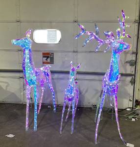 lot 637 image: 3PCS Members Mark Pre-Lit Prismatic Deer Family
