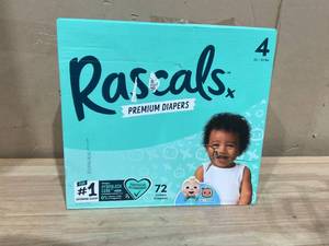 lot 380 image: Rascals Premium CoComelon Diapers, Size 4, 72 Count