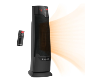 lot 109 image: Lasko 22 1500W Oscillating Ceramic Tower Space Heater with Remote, Black,
