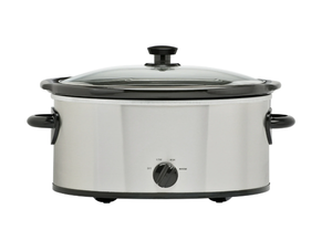 lot 112 image: LOT OF 2 Mainstays 6 Quart Oval Slow Cooker, Stainless Steel Finish, Glass Lid