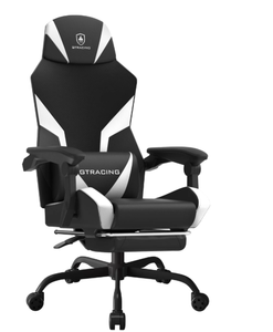 lot 231 image: GTRACING LUFT-400 Mesh & Faux Leather Office Gaming Chair with Footrest, White
