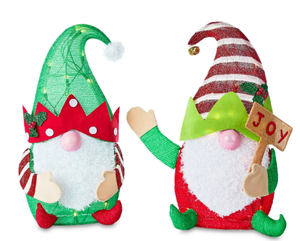 lot 354 image: Set of 2 24 Light Up Tinsel Christmas Gnomes with 40 LED Lights Holiday Time