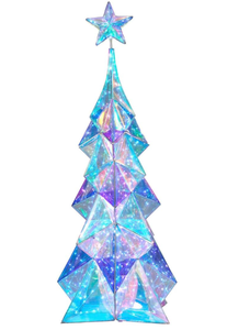 lot 644 image: 5 Pre-Lit Prismatic Tree Christmas Decorations