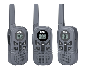 lot 259 image: 3PCS Onn. 23 mile Walkie Talkie 3 pack with Two Way Radios, LED Light, 22 FRS Channel Options