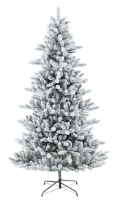 lot 493 image: 7.5ft Pre-Lit Flocked Green Birmingham Fir Artificial Christmas Tree with 400 White LED Lights, by My Texas House