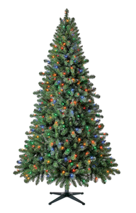 lot 502 image: 7ft Pre-Lit Duncan Fir Quick Set Artificial Christmas Tree with 350 Color-Changing LED Lights and Stand, by Holiday Time