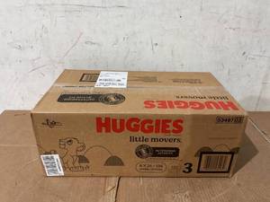 lot 269 image: Huggies Little Snugglers Baby Diapers, Size 3 (16-28 lbs), 156 Ct