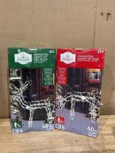 lot 409 image: LOT OF 2 Holiday Time Animated Light-Up Buck & Doe