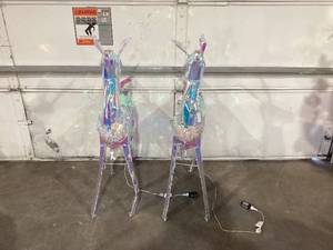 lot 484 image: LOT OF 2 Prismatic Pre-Lit Deer