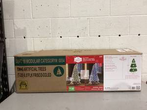lot 496 image: 6.5ft Pre-Lit Flocked Frisco Pine Artificial Christmas Tree with 250 Color-Changing LED Lights and Stand, by Holiday Time