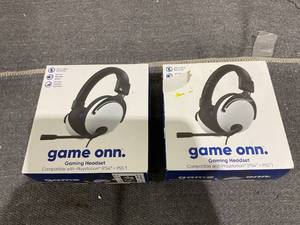 lot 165 image: LOT OF 2 Onn. PlayStation Wired Video Game Headset with 3.5mm Connector, Flip-to-Mute Mic, Lightweight Steel and 40mm Speakers