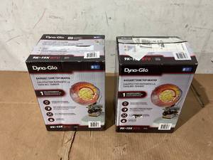 lot 283 image: LOT OF 2 Dyna-Glo Delux TT15CDGP Propane Powered 15,000-BTU Single Burner Tank Top Radiant Heater
