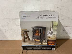 lot 301 image: Mainstays 2-Setting 3D Electric Stove Heater with Life-like Flame