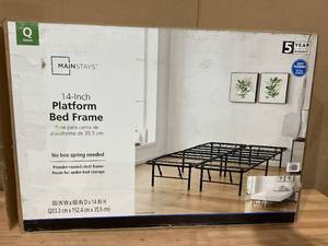 lot 423 image: Queen Size Mainstays 14 High Quad Fold Steel Platform Bed Frame