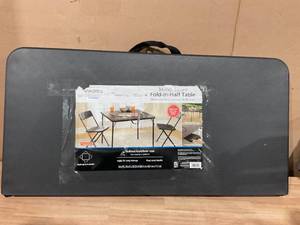 lot 436 image: Mainstays 34 Square Resin Fold-in-Half Table, Rich Black