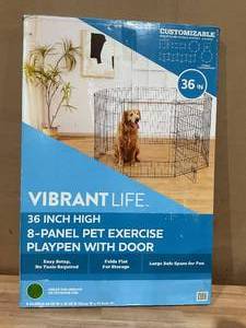 lot 443 image: Vibrant Life 8-Panel Customizable Pet Exercise Playpen with Door