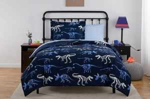 lot 148 image: 5PCS Twin Size Your Zone Glow-in-the-Dark Dino Bed-in-a-Bag Coordinating Childs Bedding Set