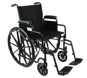 lot 418 image: Equate Lightweight Foldable Steel Wheelchair with 18 Seat and Swing-Away Footrests, 350 lb Capacity