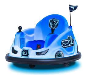 lot 424 image: 6V Blue Glow Bumper Car, Battery Powered Ride on for Children, Ages 1.5, by Flybar