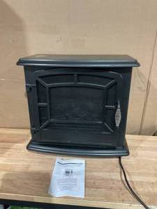 lot 459 image: XBrand Electric Fireplace Stove, Freestanding Indoor Adjustable Heater, Portable, Light Bulb Flame Effect, Temperature Limiting Control, 600W1500W, 24.7 inch tall, Black