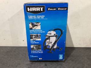 lot 667 image: HART 8 Gallon 6 Peak HP Stainless Steel WetDry Vacuum