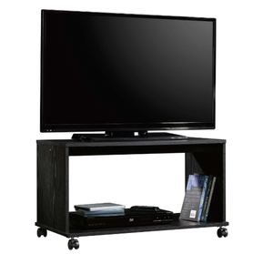 lot 438 image: Mainstays TV Cart for Flatscreen TVs up to 32, True Black Oak Finish