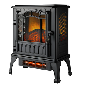 lot 446 image: Mainstays New 2-Setting 3D Electric Stove Heater with Life-like Flame, Black