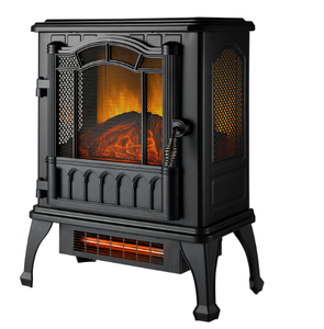 lot 457 image: Mainstays New 2-Setting 3D Electric Stove Heater with Life-like Flame, Black
