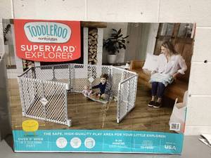 lot 516 image: Toddleroo by North States Superyard Explorer Baby Play Yard, Color Gray, Plastic Material,