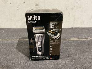 lot 97 image: Braun Series 9 9370cc Rechargeable Wet Dry Mens Electric Shaver with Clean Station