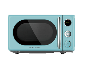 lot 480 image: Galanz 0.7 Cu ft Retro Countertop Microwave Oven, 700 Watts, Blue, New
