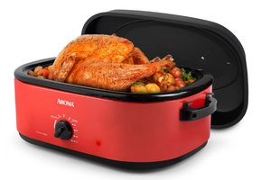 lot 206 image: Aroma 18Qt. Electric Roaster Oven with High Dome Lid, 8X Bonded Granite Enamel