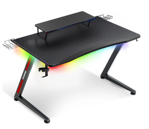 lot 549 image: GTRACING Ergonomic Curved 3-Sided LED Z-Leg Gaming Desk