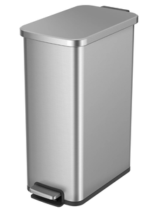 lot 550 image: Better Homes & Gardens 13.2 Gallon Slim Kitchen Trash Can, Stainless Steel Kitchen Step Trash Can