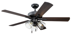 lot 571 image: Better Homes & Gardens 52 Bronze Transitional Ceiling Fan, 5 Reversible Blades, 3 LED Bulbs Included