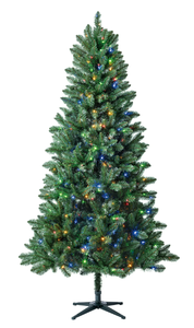 lot 648 image: 7.5 ft Pre-Lit Kennedy Fir Artificial Christmas Tree with 400 Color-Changing LED Lights and Stand, by Holiday Time