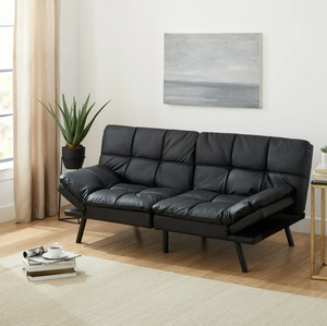 lot 655 image: Mainstays Memory Foam Futon with 72 Black Faux Leather