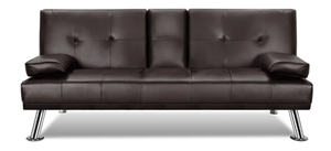 lot 656 image: Yaheetech Modern Recliner Couch Faux Leather Futon Sofa Bed Espresso