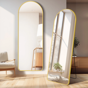 lot 663 image: 59x16 Arched Full Length Mirror Full Body Floor Mirror with Stand for Bedroom Cloakroom